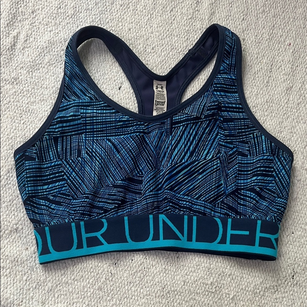 (134)Under Armour Blue Patterned Sports Bra